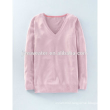 Top sale deep v neck cotton cashmere sweater women